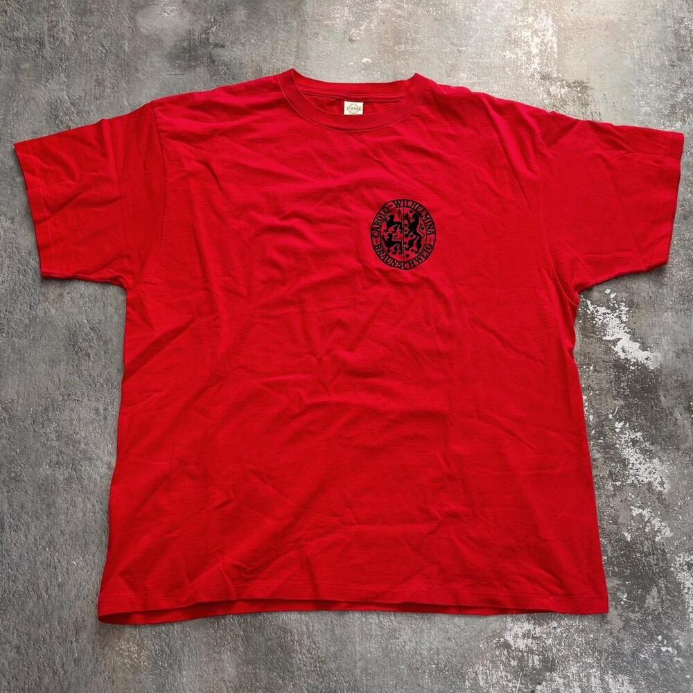 Vintage 90s Red & Black Braunschweig Germany T Shirt. Unisport Size XXL
